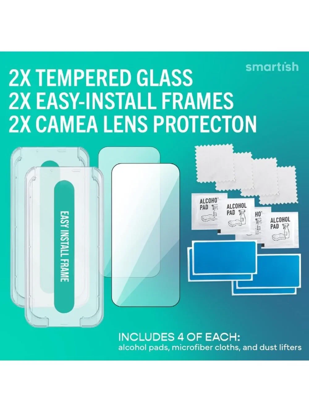 2-Pack Tempered Glass Screen Protectors & Camera Lens Covers for iPhone 17